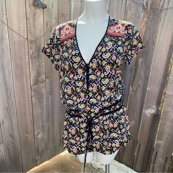 Veronica Beard Venice Tie Waist silk tunic Terracotta size 12 - Picture 1 of 10